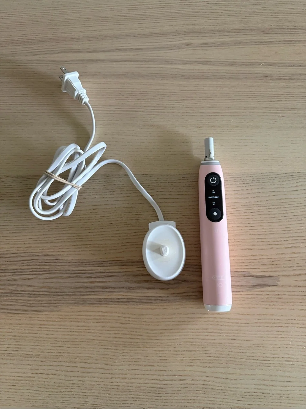 Pink Rechargeable Electric Toothbrush Handle with White Travel Case